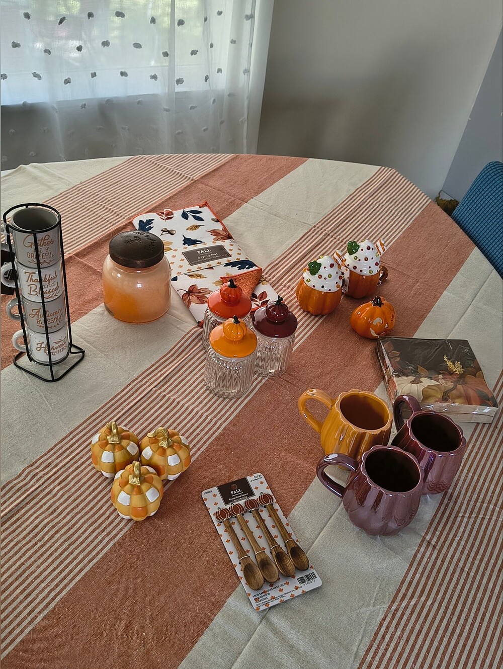 Fall Harvest Pumpkin Mug & Coffee Bar Set - Mugs, Spoons, Glass Jars & Decor
